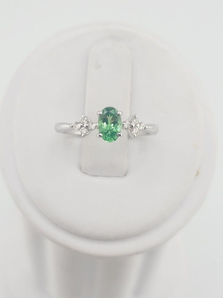 14k gold 3/4ct tsavorite & diamond ring