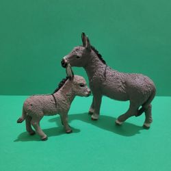 Schleich Donkey Foal Figurine Toy Farm Animal Retired #13746 #13772 Lot of 2 .
