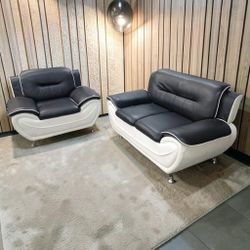 Modern black white couch set