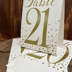 Enchanting Gold Confetti Patterned Table Number Tent Place Cards 21 Count