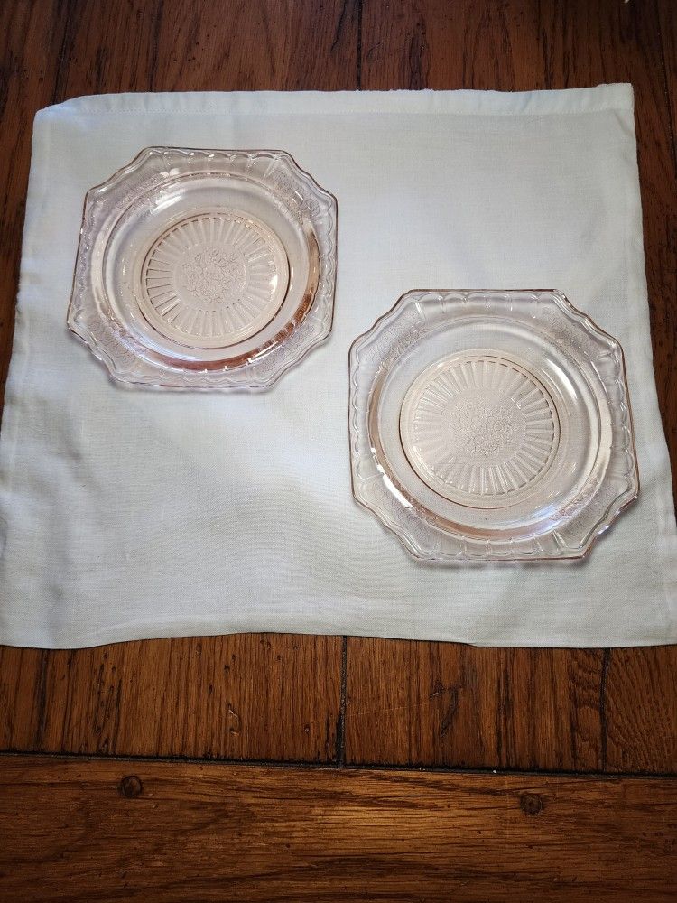 Vintage Depression Glass Bread Plates.