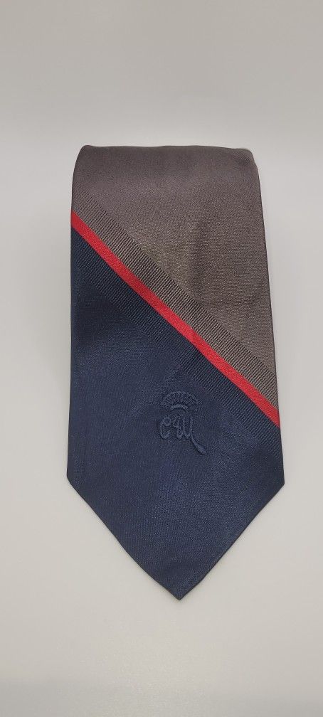 55x3 The Quality Shop Silk Necktie Blue Red Grey White Stripe Pattern