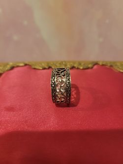 Vintage Sterling Silver 925 Marcasite Ornate Scroll Band Ring 6.5 Size F10