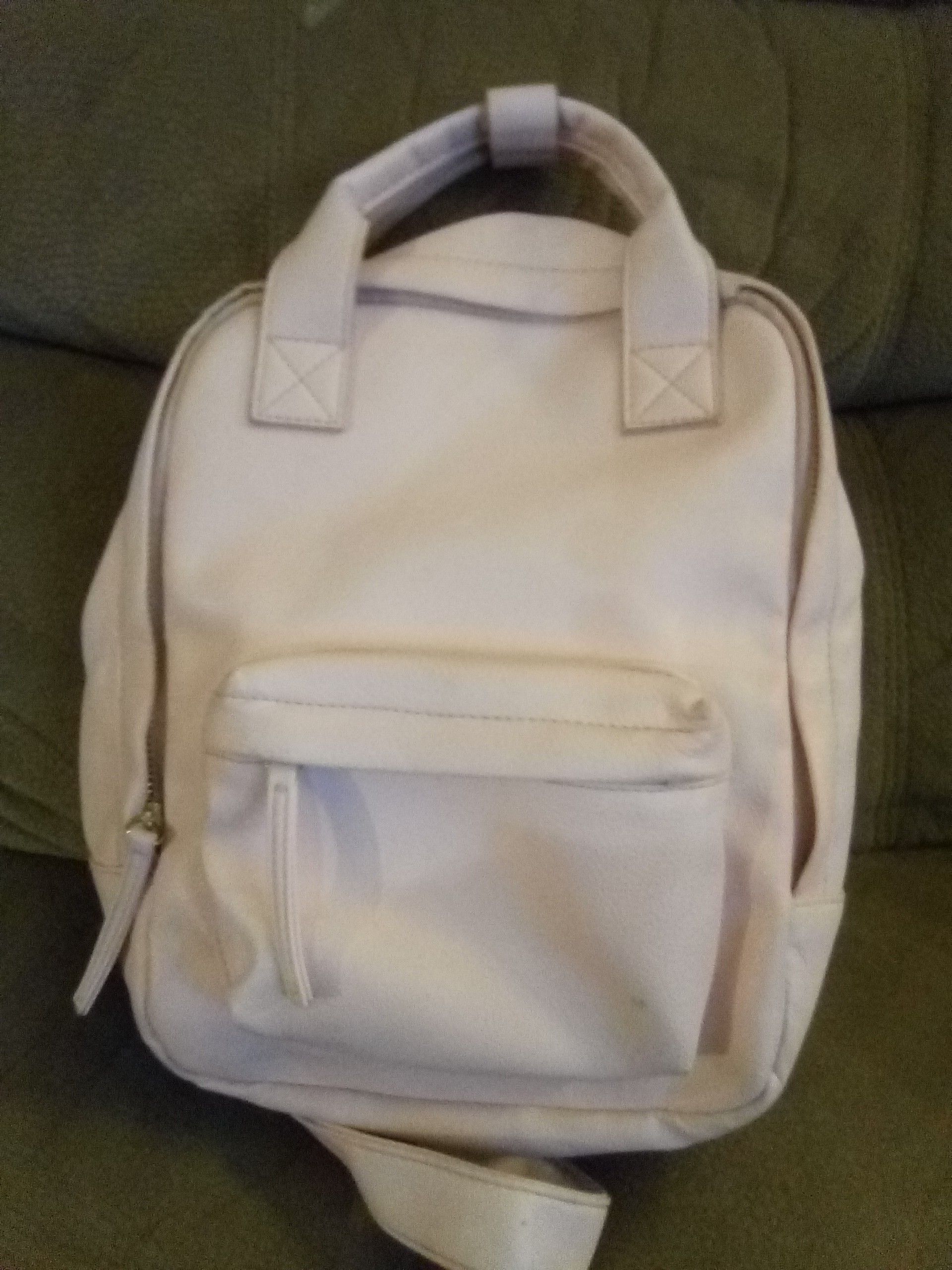 Pale pink leather backpack