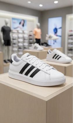 Men's adidas Essentials Grand Court 2.0 Tennis Shoes - White Black - Size 8