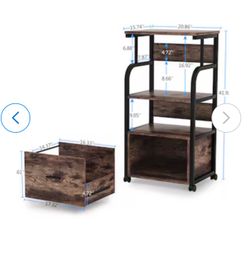 Rustic Brown Rolling Cabinet With Locking Wheels