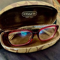 Coach Wayfarer Burgundy Lucite Frame W Clear Cc Temple Glasses Hc 5154