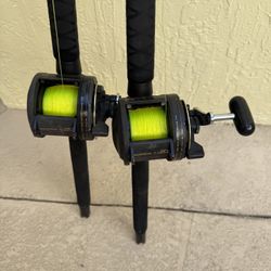 Two Shimano TLD 20 reels paired w/Ocean Master trolling rods