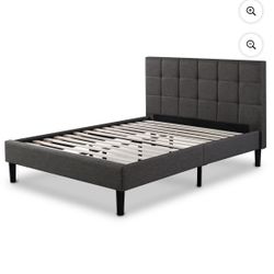 Zinus Lottie 43" Gray Upholstered Platform Bed Frame, Queen
