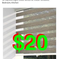 Cordless Zebra Blinds for Windows, 22” W x 72" H, Brown, Dual Layer Free-Stop Zebra Shades, Light Control for Day and Night, Sheer Blinds for Indoor