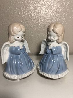 2 VTG Angels Music Box Spinning Made in Japan Plays Silent Night 