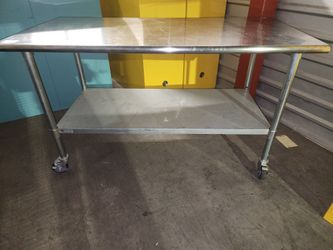 Stainless Steel Table, 60 X 30 X 35 Tall, Mobile, Uline 