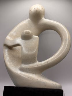 ✨ Vintage Hand-Carved Abstract “Parent & Child” Marble Sculpture ✨Read Full Details Below