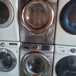Samsung Stainless Steel Front Load Washer And Stackable Gas Dryer Set With Steam 