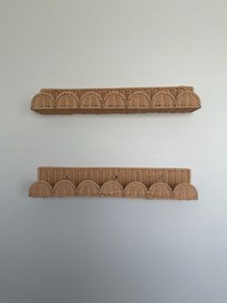 Rattan Wicker Wall Shelves Set of 4