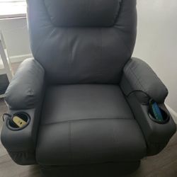 Gray Massage Heat And Lift Recliner 