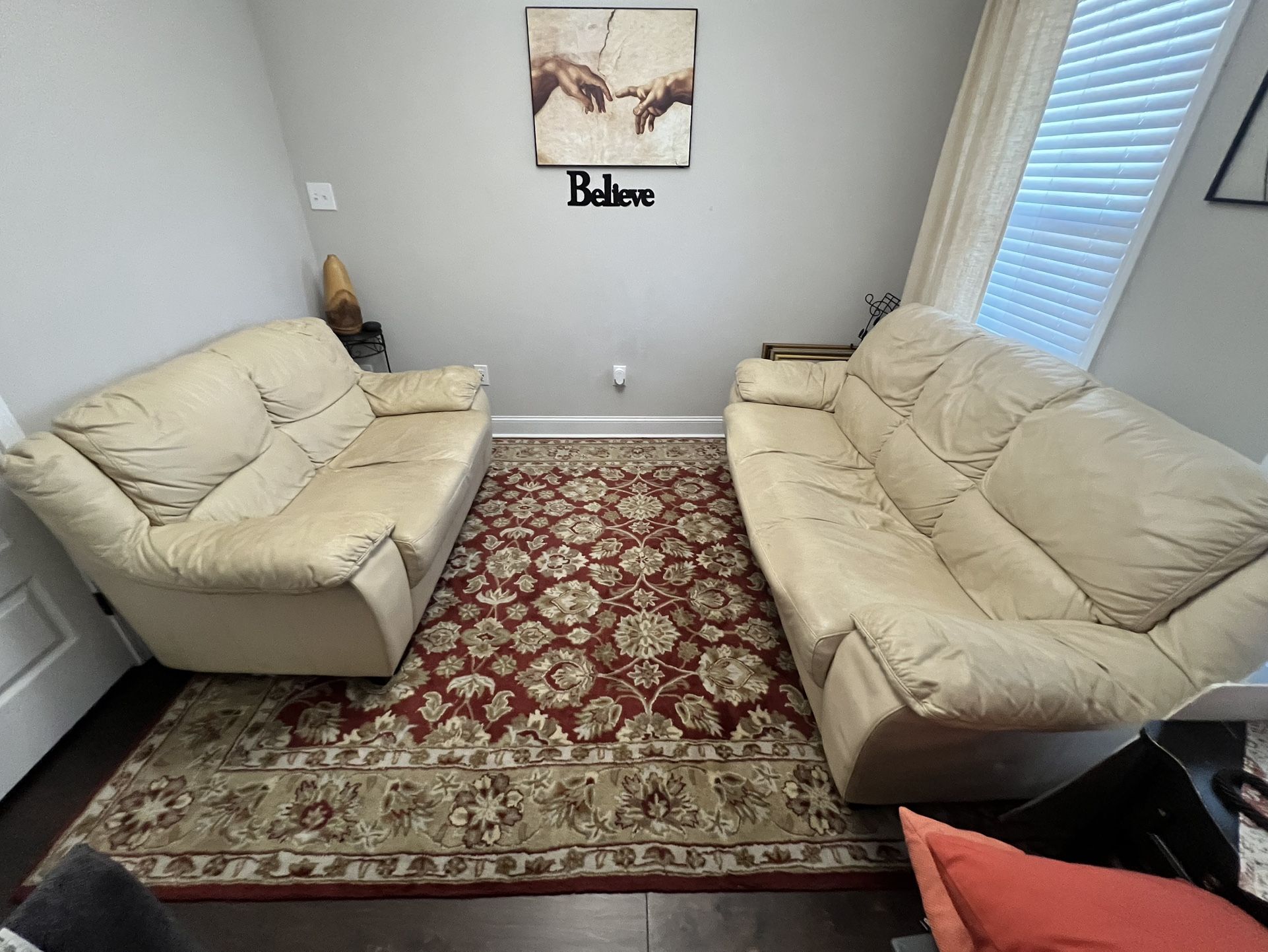 Two Leather Cream Couches