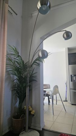Modern 3-Arc Floor Lamp with Marble Base & Brushed Metal Finish