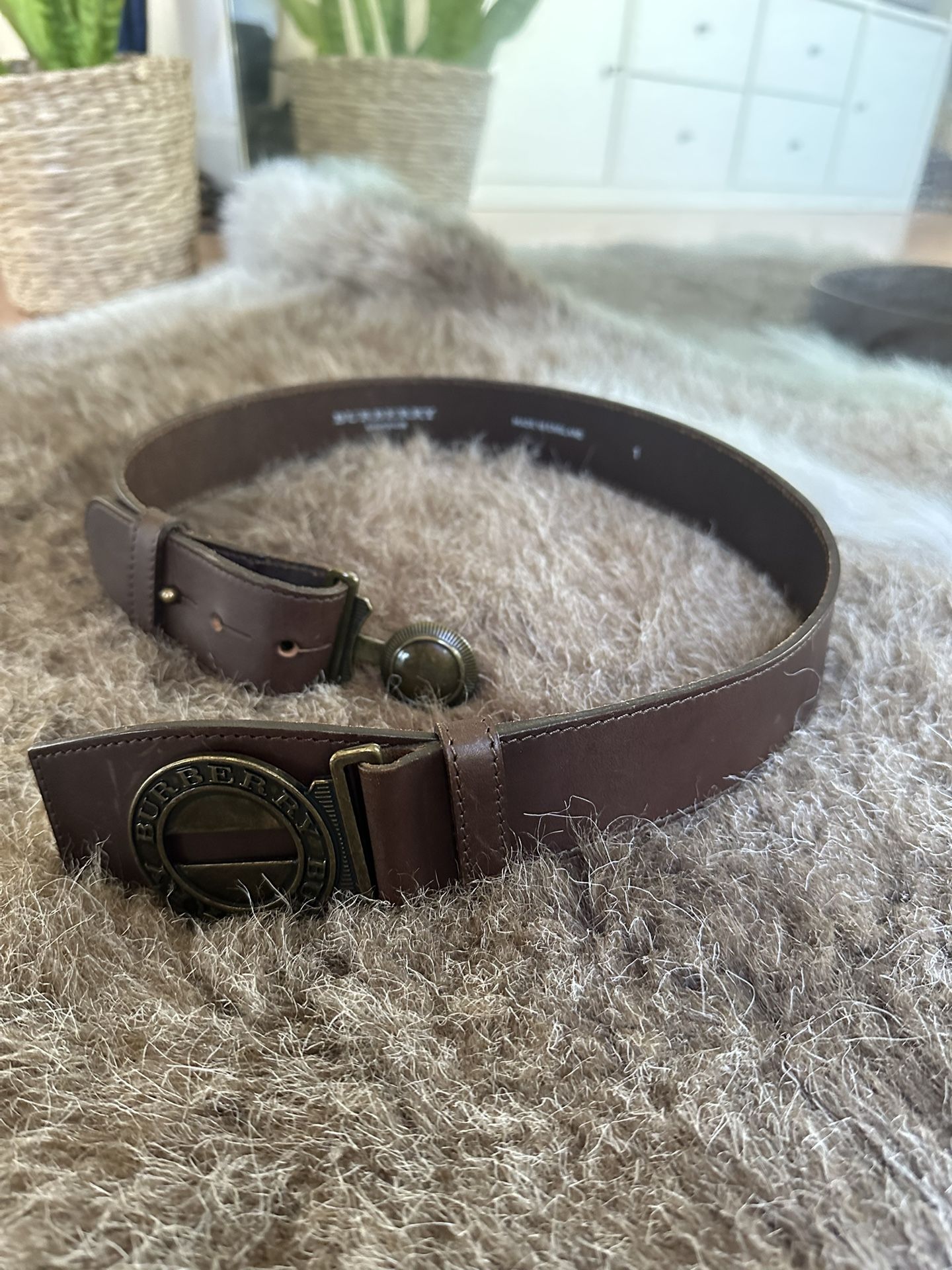 Luxury Designer Brown Leather Burberry Belt