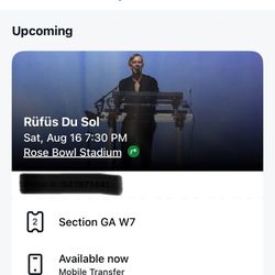 CONCERT TICKETS - RUFUS DU SOL!!