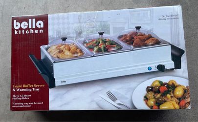 Bella Kitchen Electric Triple Buffet Server and Warming Tray Stainless Steel
