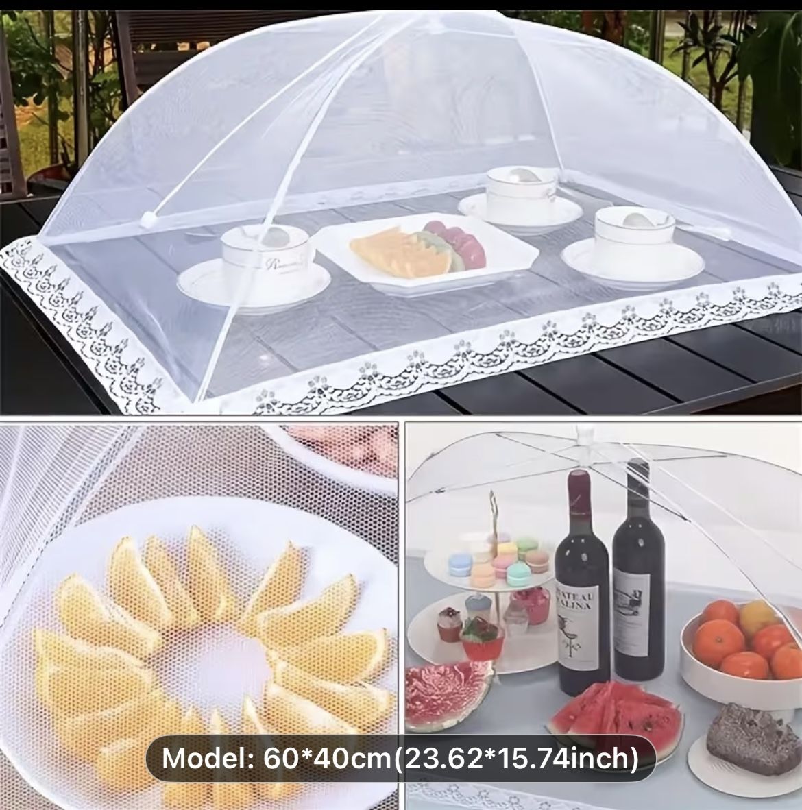 Large Pop-Up Insect Proof White Mesh Food Cover - 1pc