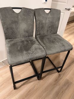 Set of 2 Gray Counter Height Bar Stools
