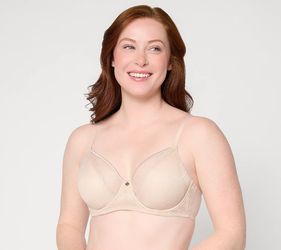 Breezies Fan Lace Unlined Adjustable Strap Underwire Bra Sunbeige, Size 34DD