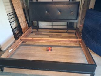 Black Sleigh wood king size bed frame