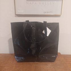 Macy's Black Vinyl Tote Bag
12.5" X16"