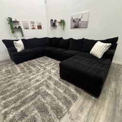 Black Sectional Couch - Free Delivery