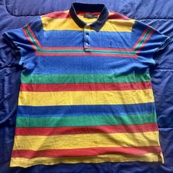 Polo Ralph Lauren Multicolor Striped Polo Shirt XXL Short Sleeve Embroidered Lo…