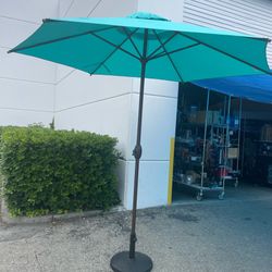 Outdoor 9 Feet Aluminum Market  Umbrella with Crank and Push Button Tilt for Patio, Garden, Deck, Backyard, Pool - No Base