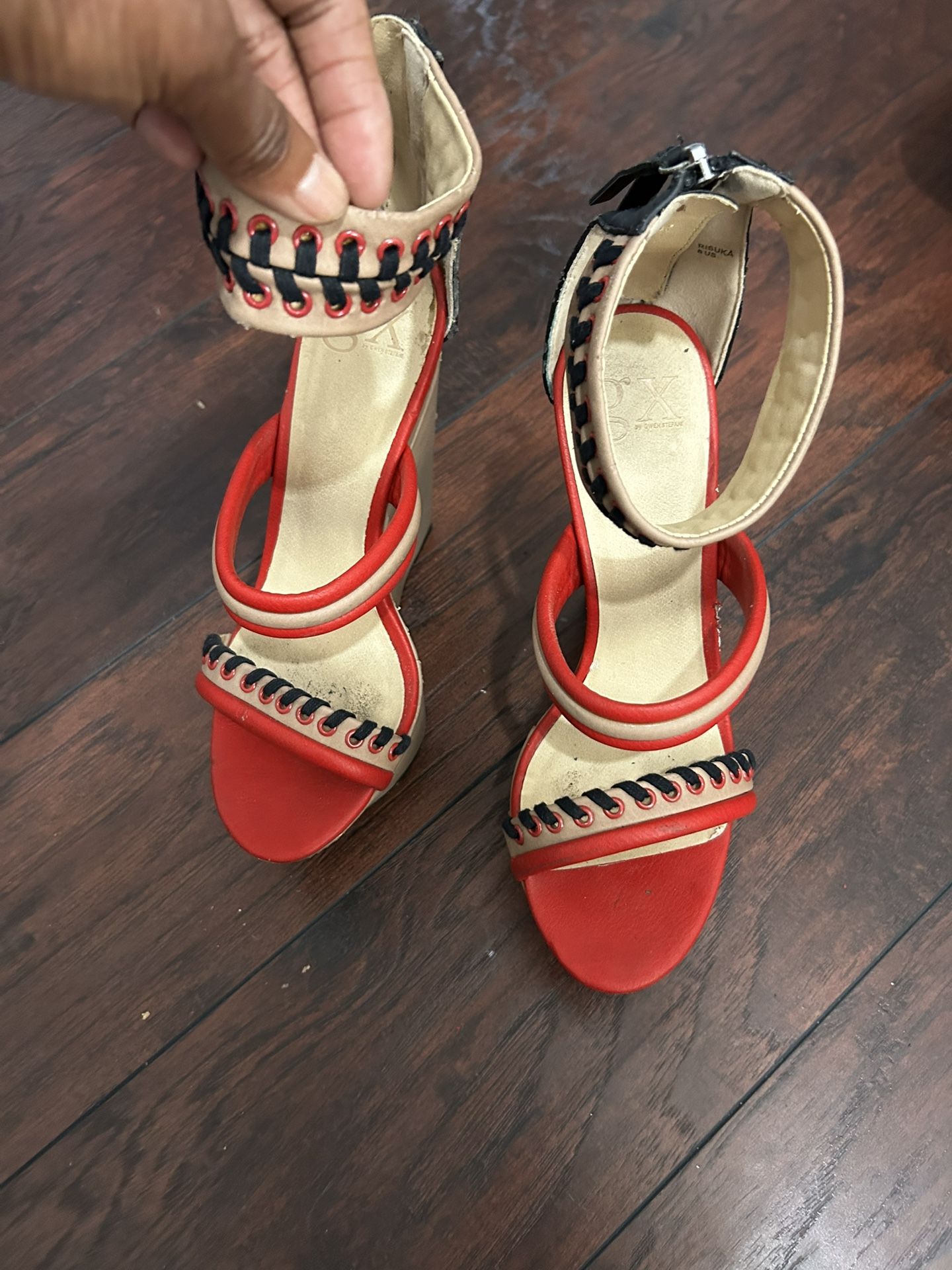 Red Tan And Black Wedge