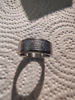 Men's Size 9 Steel Lord's Prayer Ring