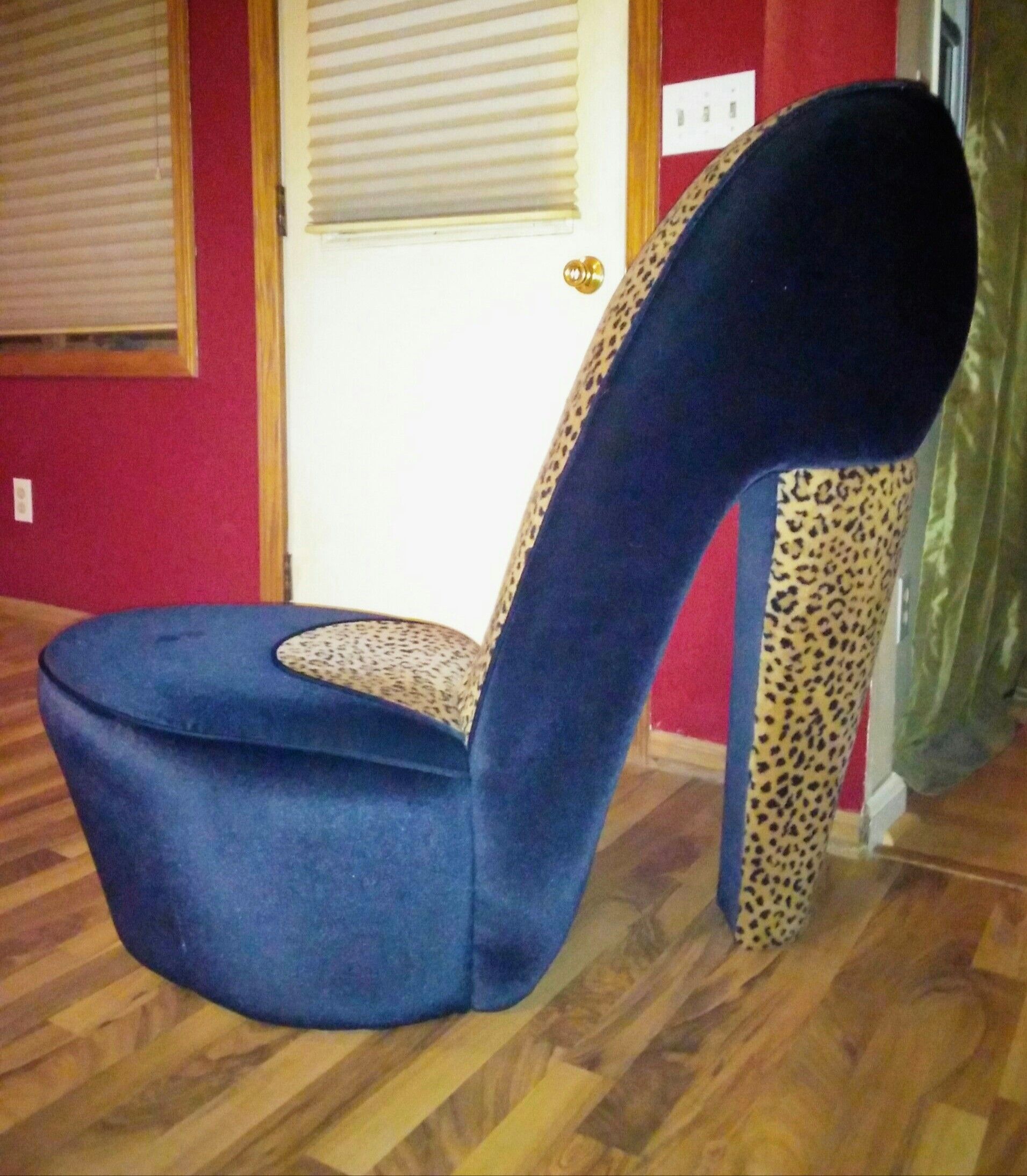 LEOPARD PRINT & BLACK "STILETTO SHOE" CHAIR/ HIGH HEEL SHOE CHAIR