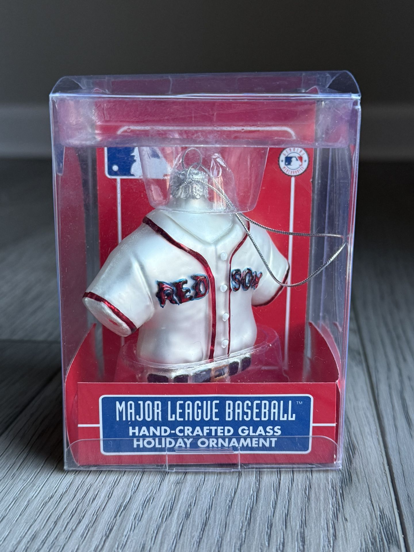 Boston Red Sox Jersey Glass Christmas Ornament