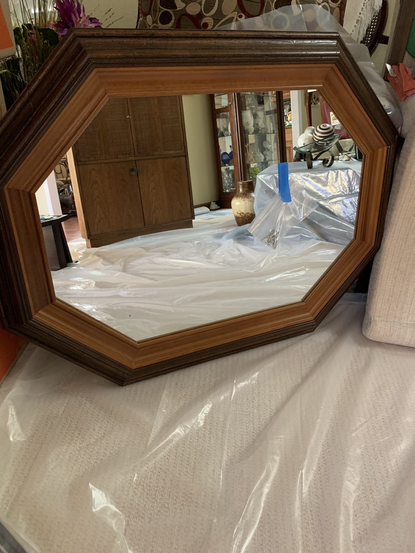 Beautiful Wood Framed Mirror ready to wall mount.