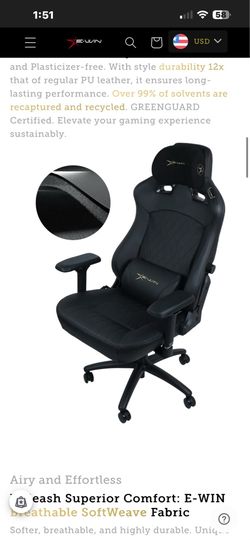 E-WIN Champion Upgraded Series Ergonomic Computer Gaming Office Chair with Pillows - CPJ-REV  $200 203