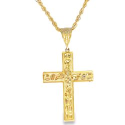 Yellow Gold Cross Pendant Charm Necklace