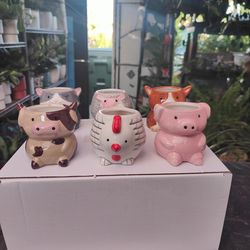 Mini Animal Farm  Planter Set