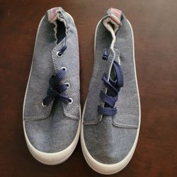 Just Be Women's Casual Blue Canvas Lace-up Slip On Casual Shoes 