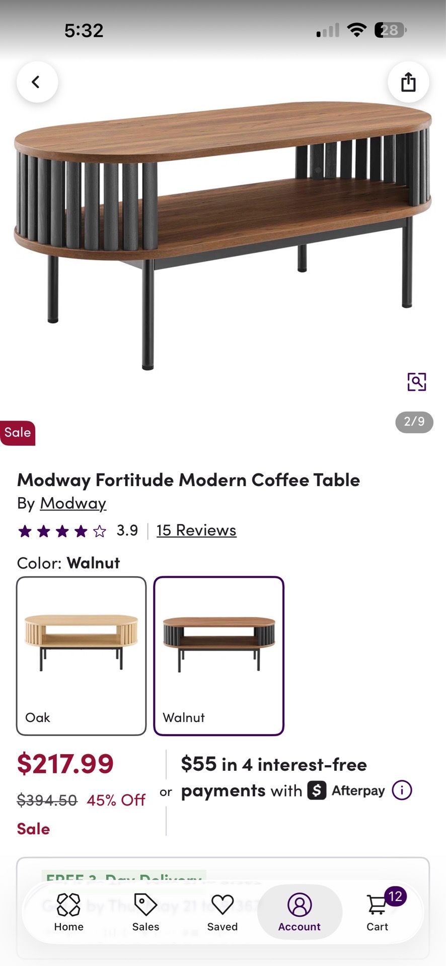 Mid modern coffe table. Brand new in box