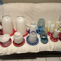 Animal feeders, ducks, chickens, dogs, cats
