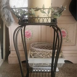 Large Partylit Pillar Candle And Stand