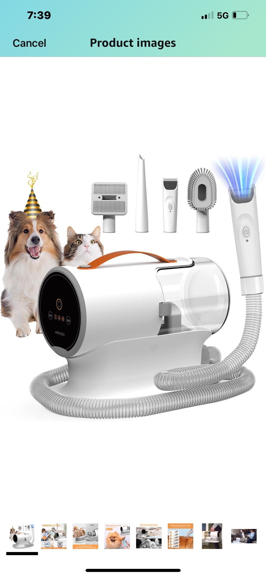 AIRROBO Dog Grooming Vacuum, Dog Grooming Kit,12000Pa Strong Pet Vacuum, 2L Large Capacity Vacuum for Shedding Grooming Hair, Quiet,PG100