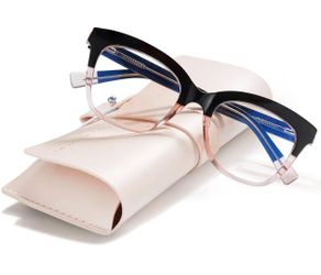 Blue-Light-Glasses for Women Men - Cat Eye Frame Fashion Anti Eyestrain Eyeglasses Computer Gaming
