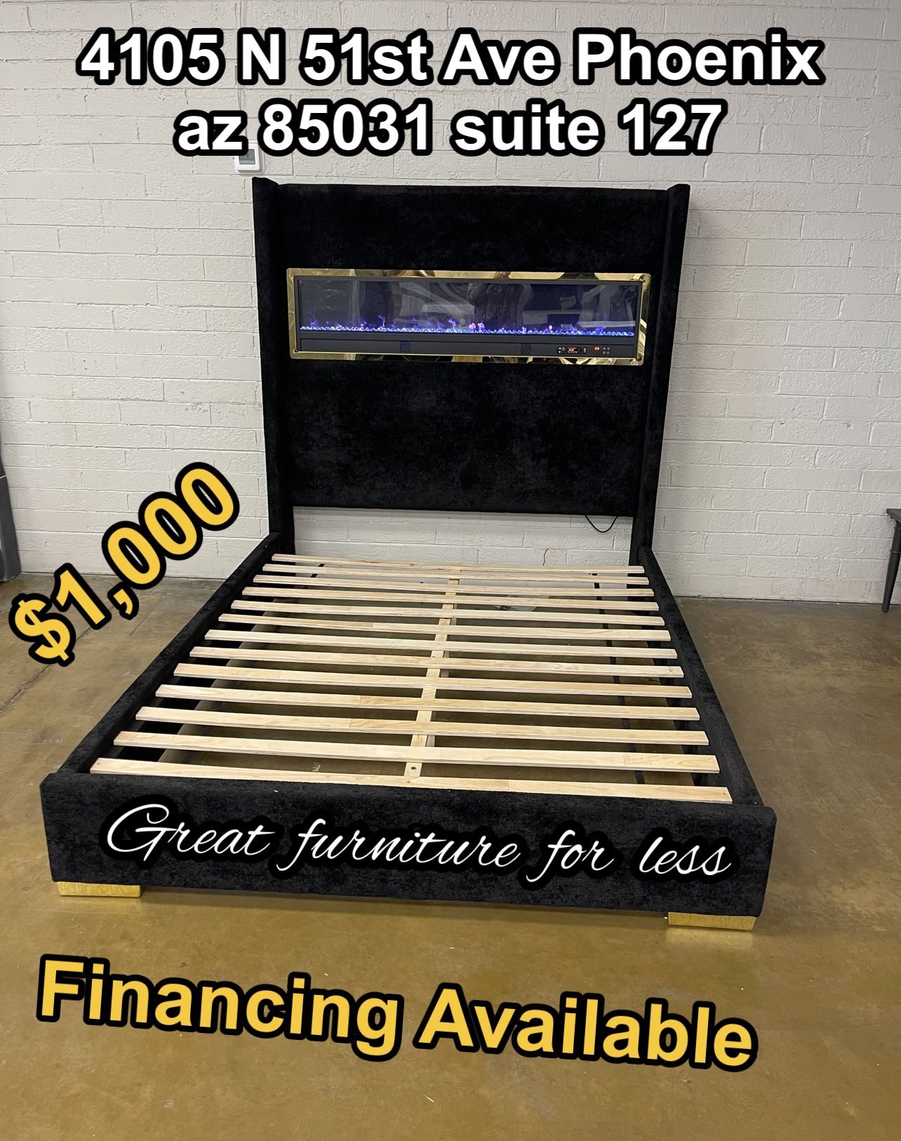 Queen Size Bed Frame Black Brand New