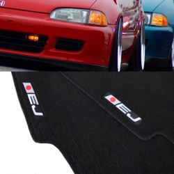 Black Floor Mats with EJ Logo For Honda Civic 1992 through 2000