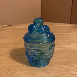 Blue Glass Sugar Bowl 